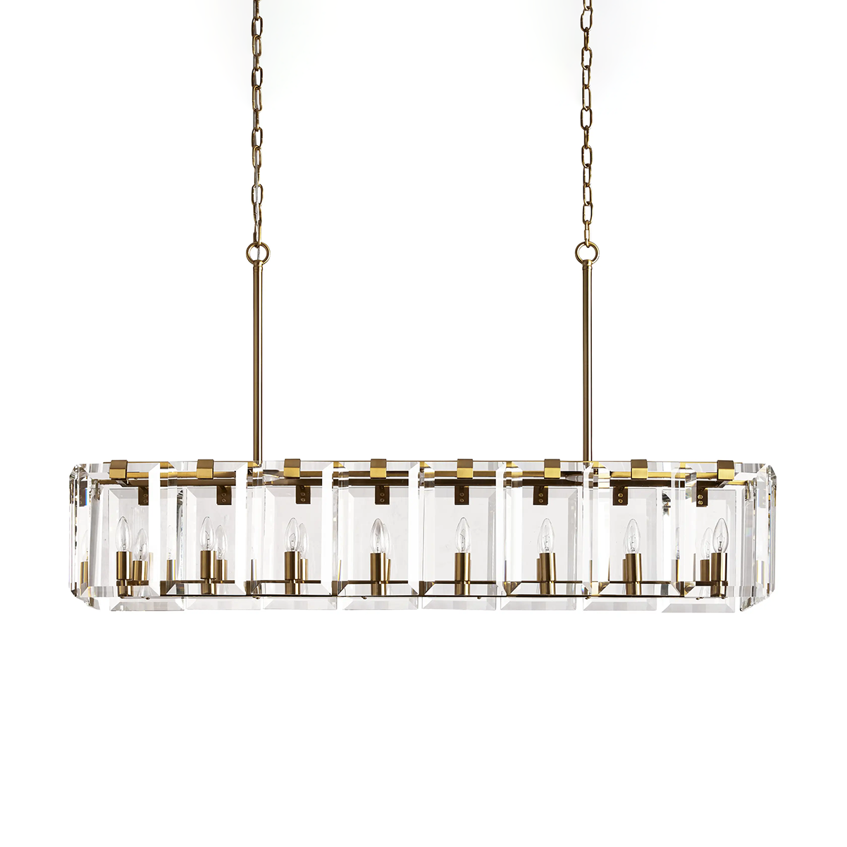 Modern Amaya Rectangular Crystal Chandelier for Luxury Dining Rooms