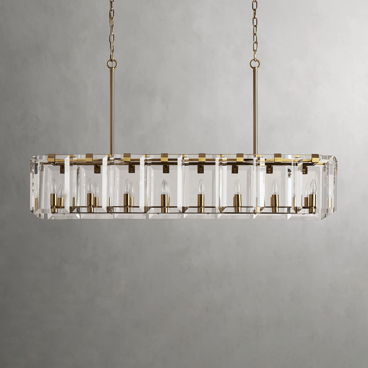 Modern Amaya Rectangular Crystal Chandelier for Luxury Dining Rooms