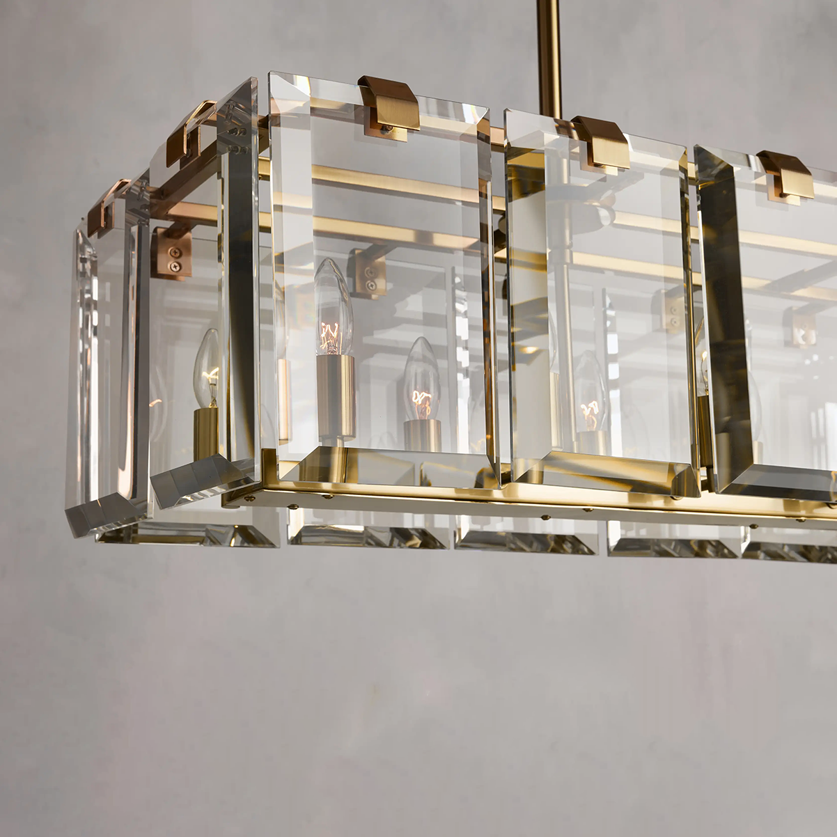 Modern Amaya Rectangular Crystal Chandelier for Luxury Dining Rooms