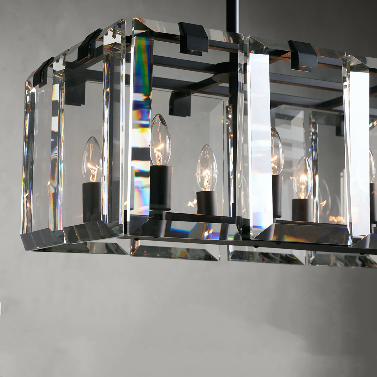Modern Amaya Rectangular Crystal Chandelier for Luxury Dining Rooms