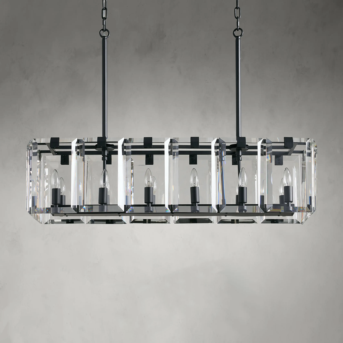 Modern Amaya Rectangular Crystal Chandelier for Luxury Dining Rooms