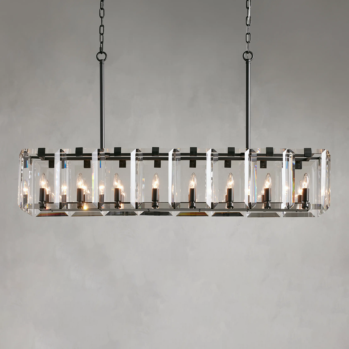 Modern Amaya Rectangular Crystal Chandelier for Luxury Dining Rooms