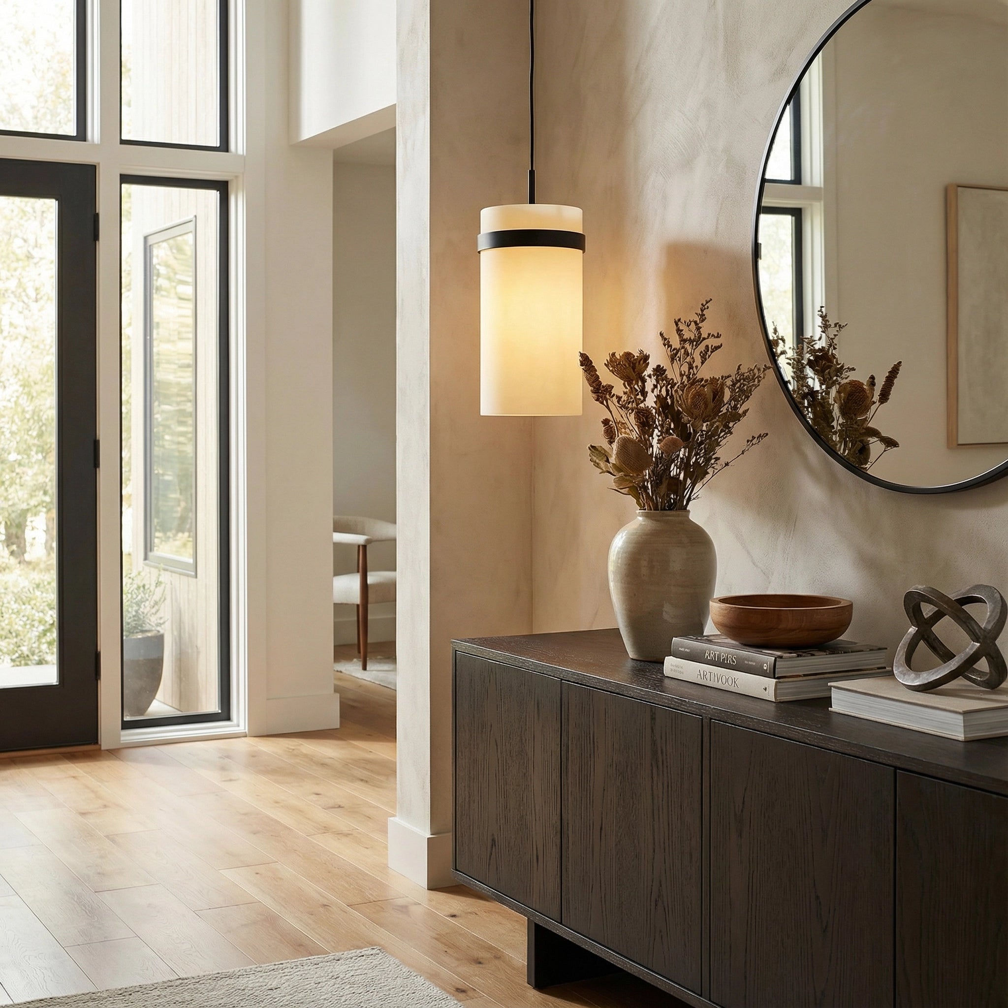 Lavelle Modern Milk Glass Pendant Light Solid Brass Fixture