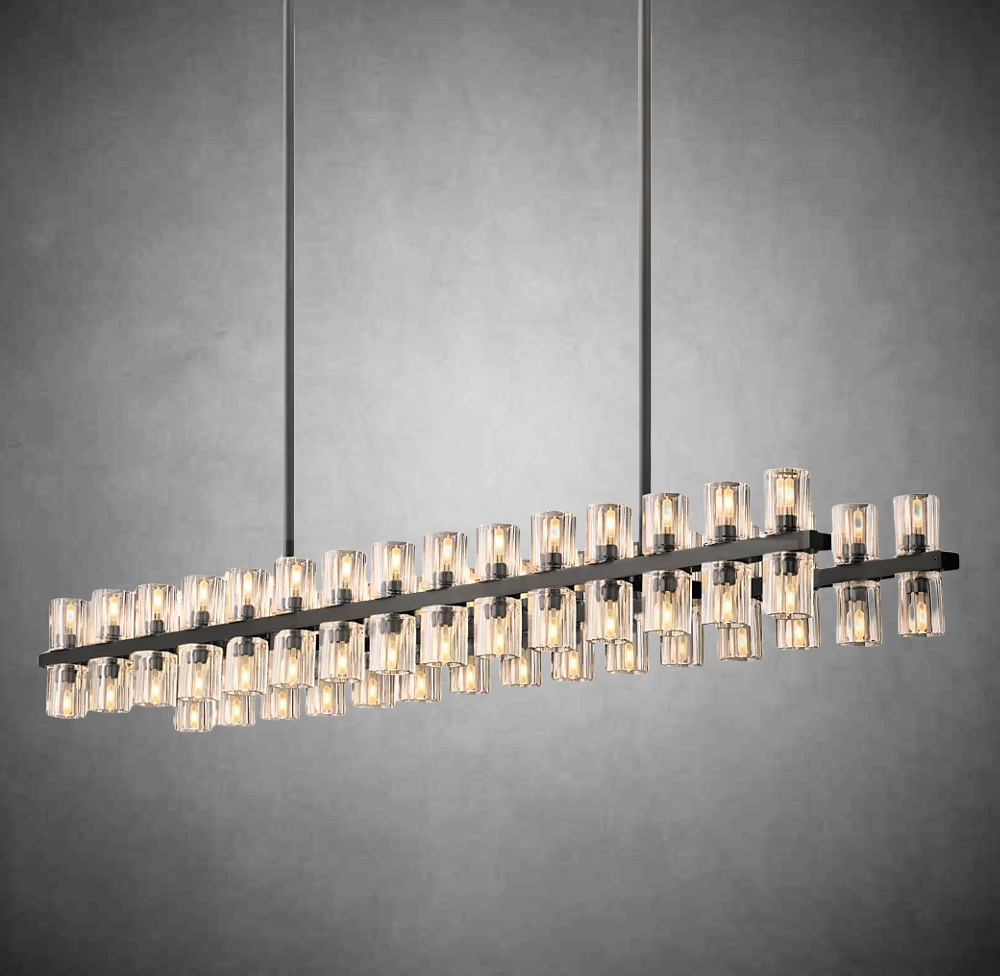 Wine-Glass Rectangular Island Chandelier 54" Over Kitchen Table
