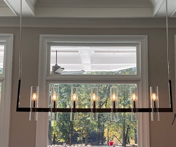 Crystalline Glass Shaded Modern Linear Chandelier 59''/ 71"