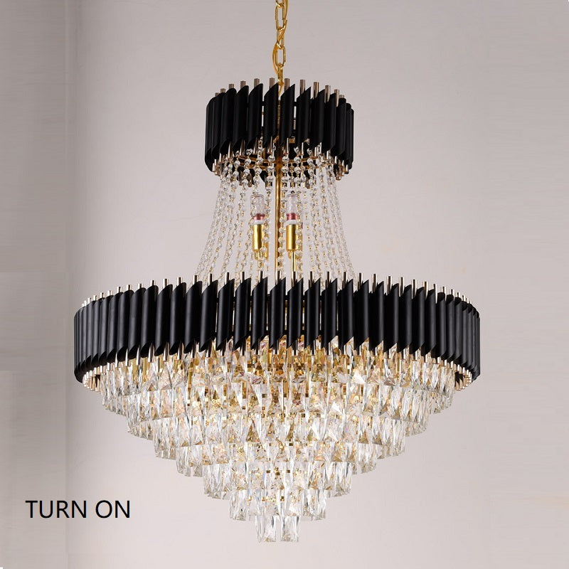 Glacia Black Crystal Modern Luxury Crystal Multilayer Chandelier