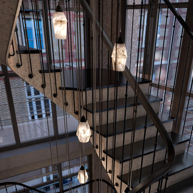 Tobey Alabaster Pendant Lighting, Interior Hanging Chandelier
