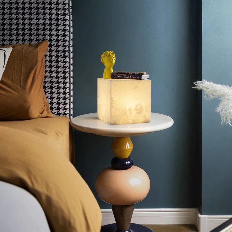 Alabaster Cubic Table Lamp - thebelacan