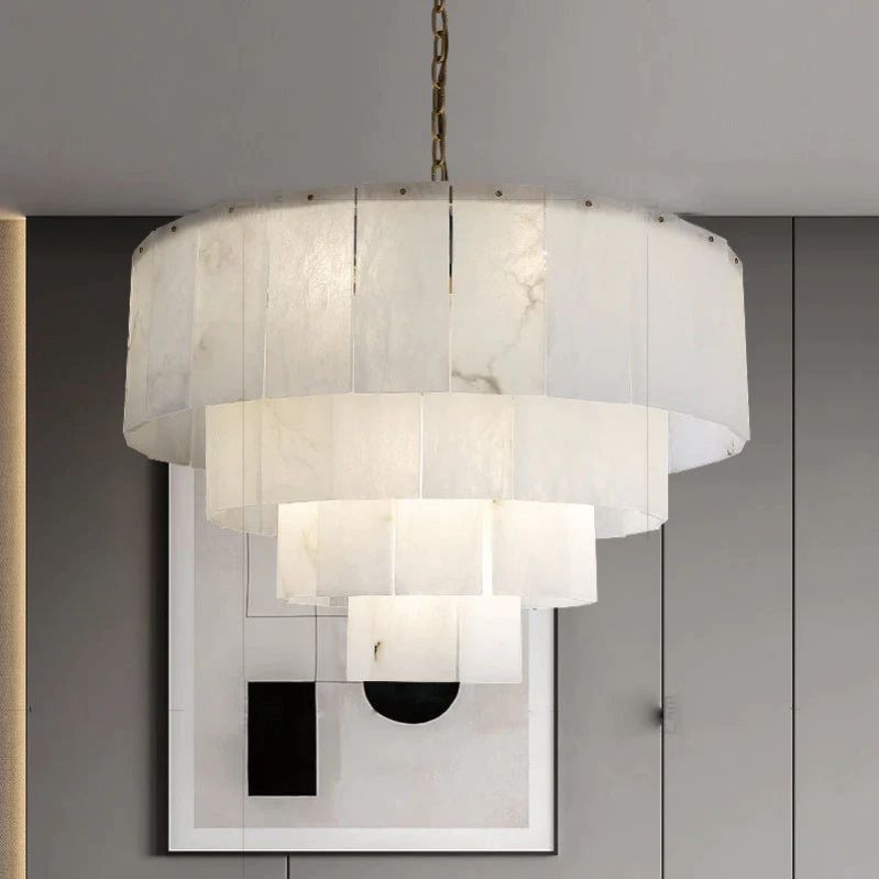 Alabaster Multi-Layer Modern Round Chandelier 31" - thebelacan