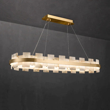 Denise Anita Modern Oval Alabaster Chandelier For Living Room