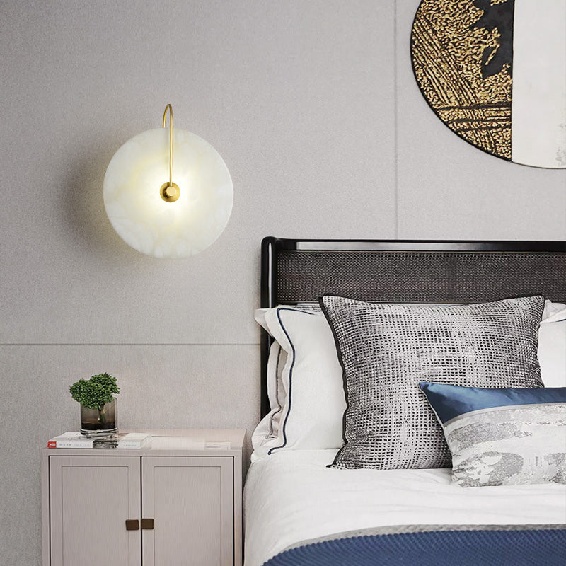 Denise Alabaster Round Bedroom Bedside Wall Sconce
