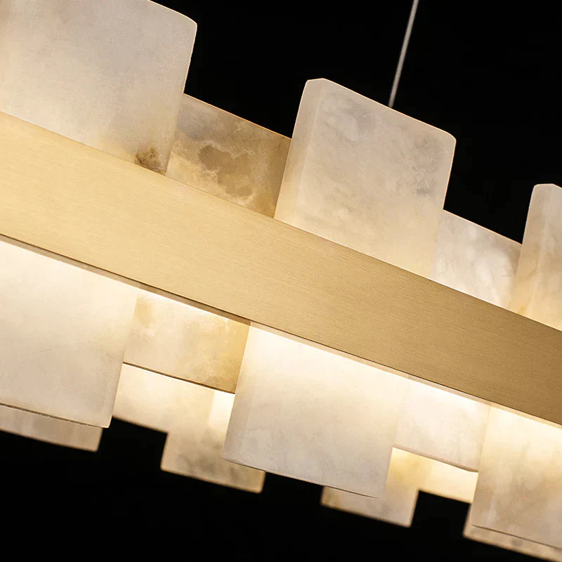 Denise Anita Modern Oval Alabaster Chandelier For Living Room