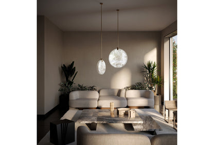 Nirvana Real Alabaster Disc Pendant Light, Pendant Lamp For Hallway, Staircase