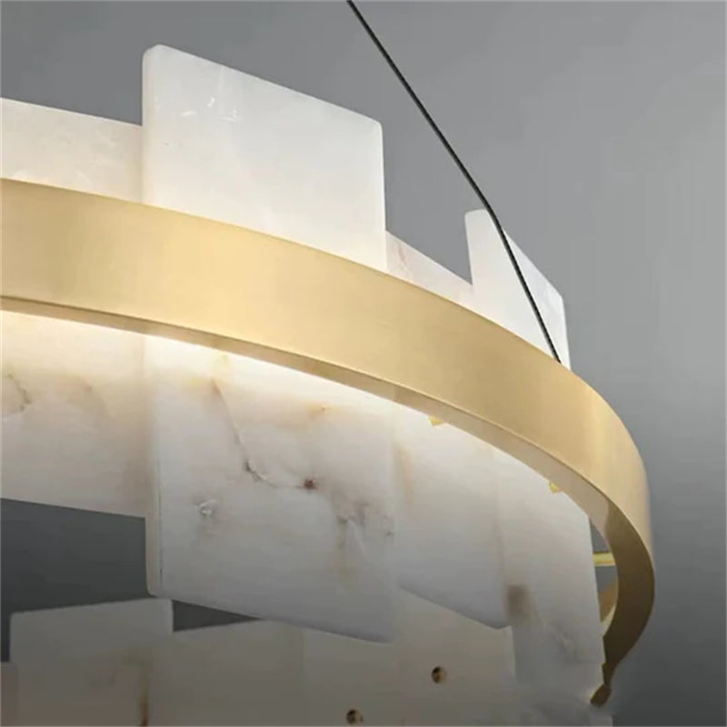 Denise Anita Modern Round Alabaster Chandelier For Living Room