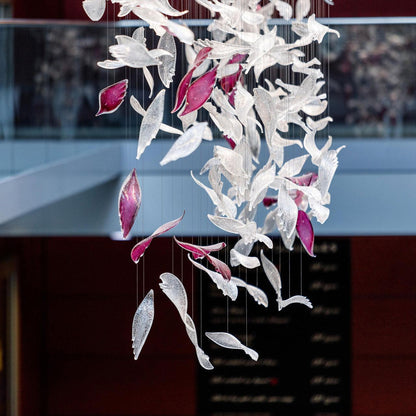 Elegant Flying Glass Feather Chandelier, Customizable Romantic Lobby Lighting Fixture