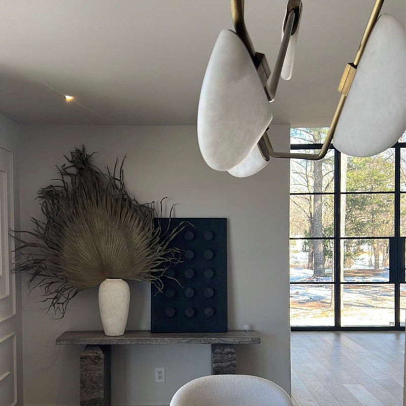 Denise Selena Alabaster Chandelier, Luxury Modern Chandelier for Living Room