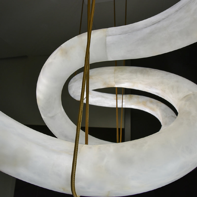 Denise Scarlett Designer Alabaster Pendant Light, Modern Inspired Chandelier