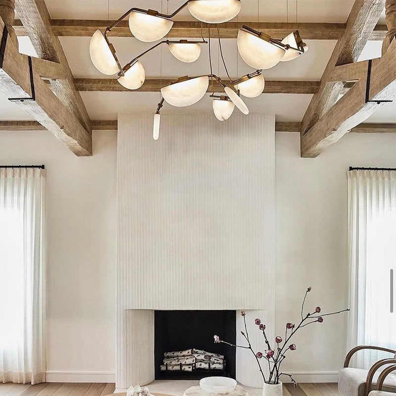 Denise Selena Alabaster Chandelier, Luxury Modern Chandelier for Living Room