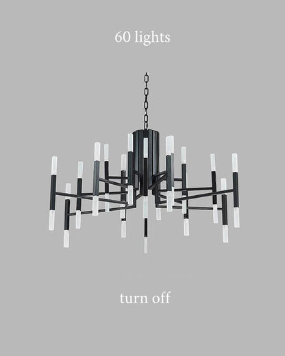 Deniselamp® Gold/Black Postmodern LED Chandelier For Living Room, Lobby, Restaurant 60 lights - Dia109.0xH70.1cm / Dia42.9xH27.6" / Warm light / Black