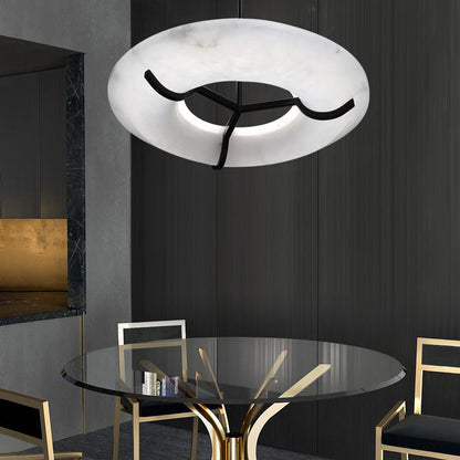 Denise Isla Round Alabaster Dining Room Chandelier, Modern Lamp