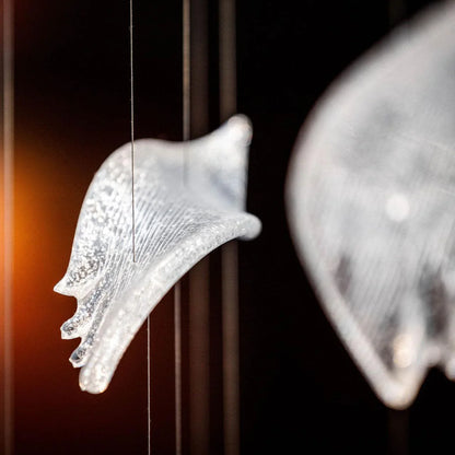 Elegant Flying Glass Feather Chandelier, Customizable Romantic Lobby Lighting Fixture