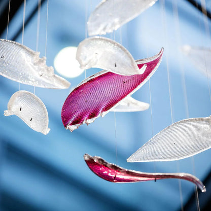 Elegant Flying Glass Feather Chandelier, Customizable Romantic Lobby Lighting Fixture