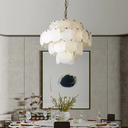 Alabaster Magnolia Multi-tiered Round Chandelier