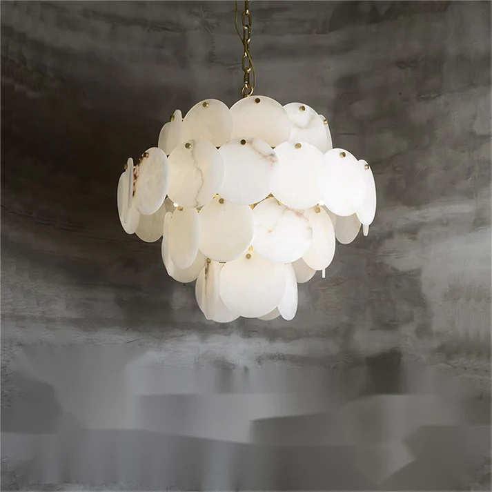 Alabaster Magnolia Multi-tiered Round Chandelier