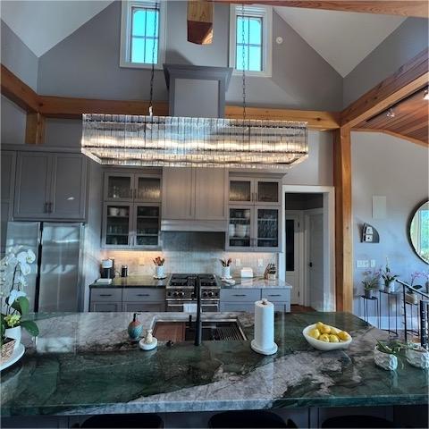 Golden Tea Modern Rectangle Glass Chandelier