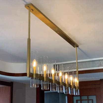 Crystalline Glass Shaded Modern Linear Chandelier 59''/ 71"