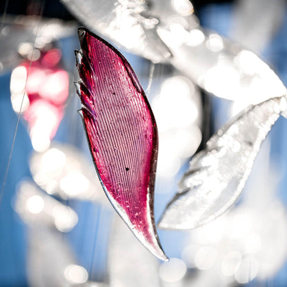 Elegant Flying Glass Feather Chandelier, Customizable Romantic Lobby Lighting Fixture