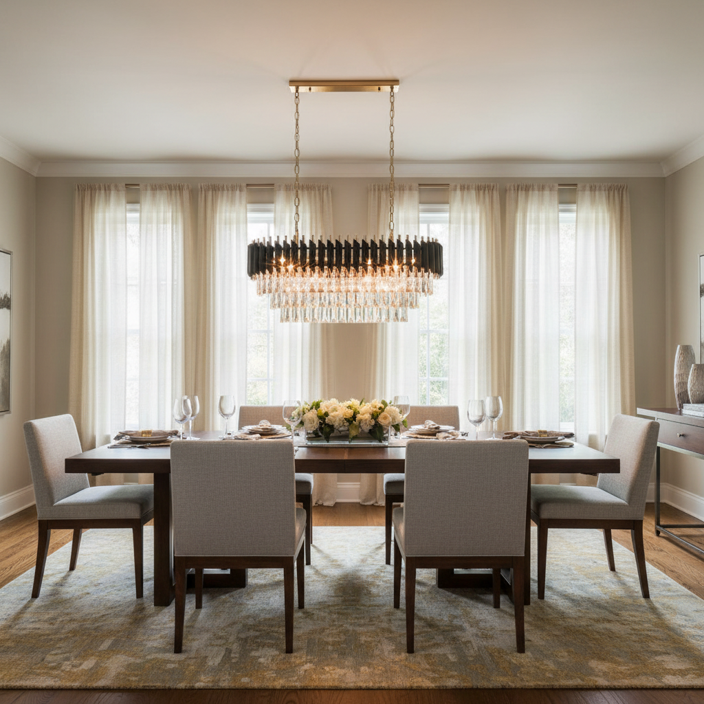 Denise Bobon Oval Crystal Chandelier - dining room Scene