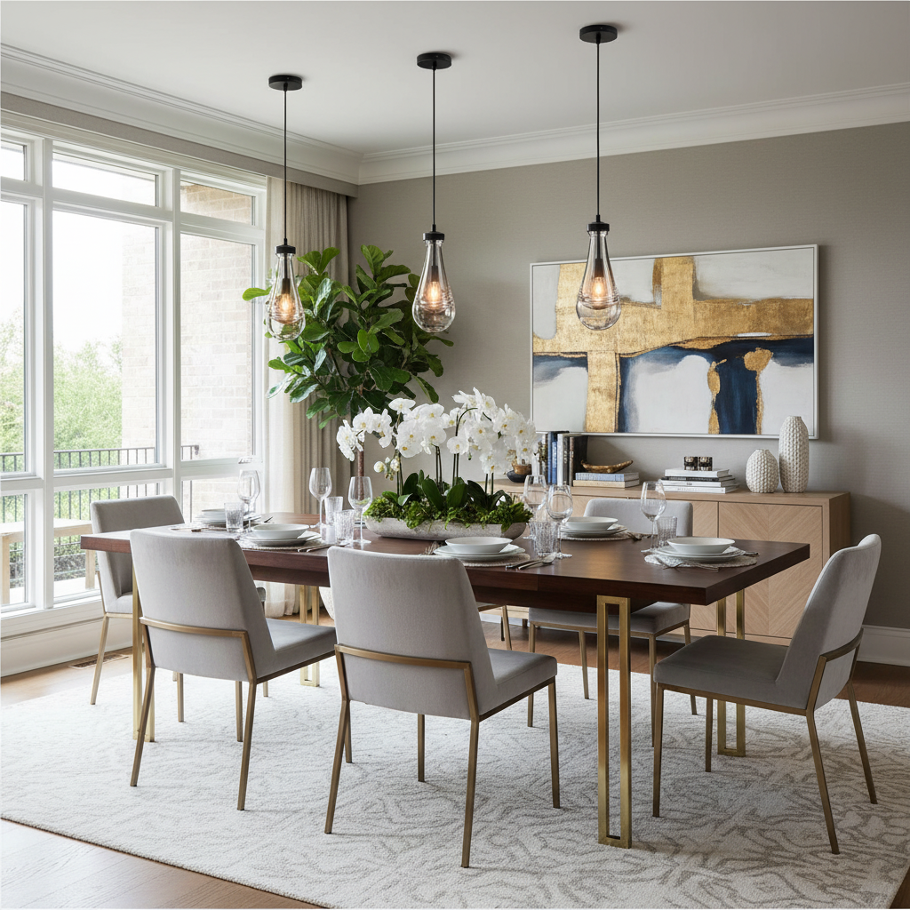 Modern Raindrop Pendant Light - dining room Scene