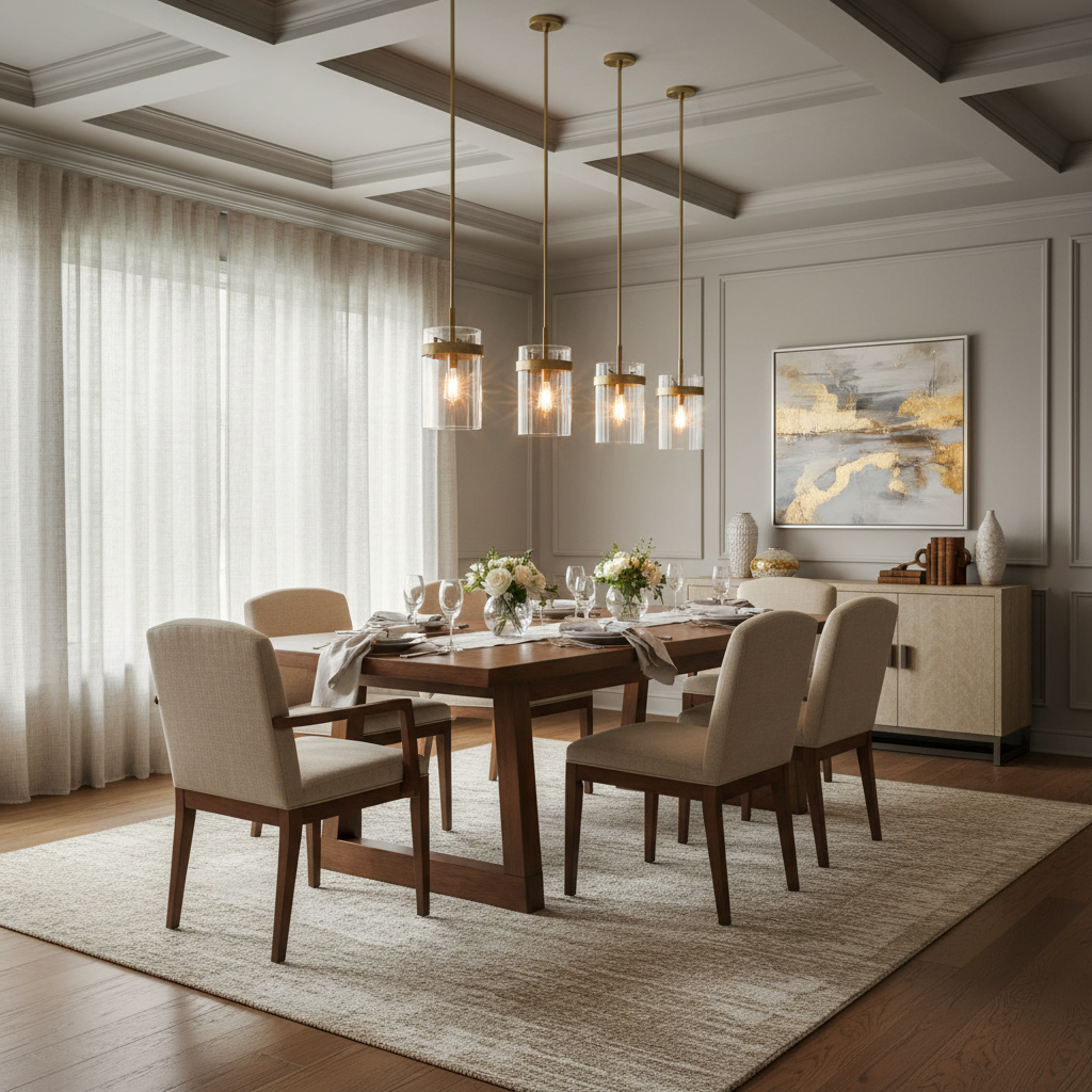 Lavelle Modern Blown Glass Pendant Light Solid Brass Fixture - dining room Scene