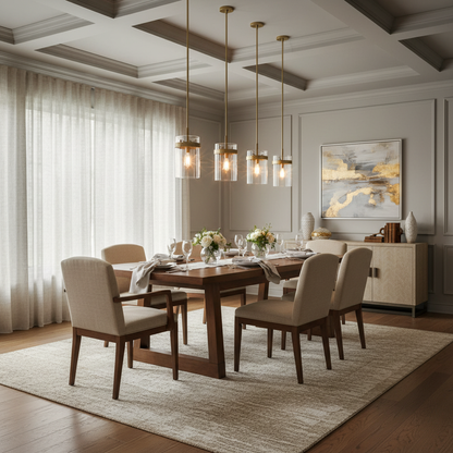 Lavelle Modern Blown Glass Pendant Light Solid Brass Fixture - dining room Scene
