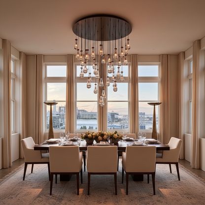 Seaward Raindrop Modern Exquisite Glass round chandelier 18"/36"/47"/60" - dining room Scene