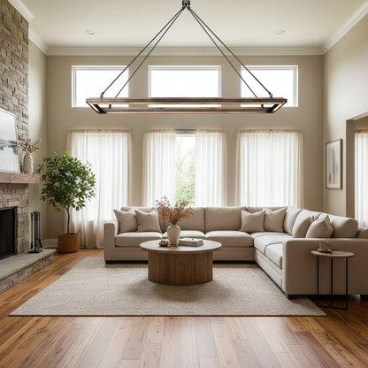 Radiant Rectangular Chandelier 50"/62" - living room Scene