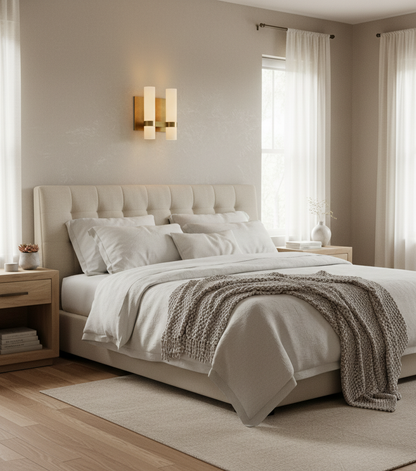 Crystalline Milk Double Sconce - bedroom Scene