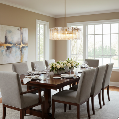 Denise Lattice Round Glass Chandelier - dining room Scene