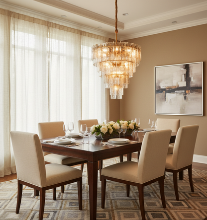 Denise Lattice Tiered Round Chandelier - dining room Scene