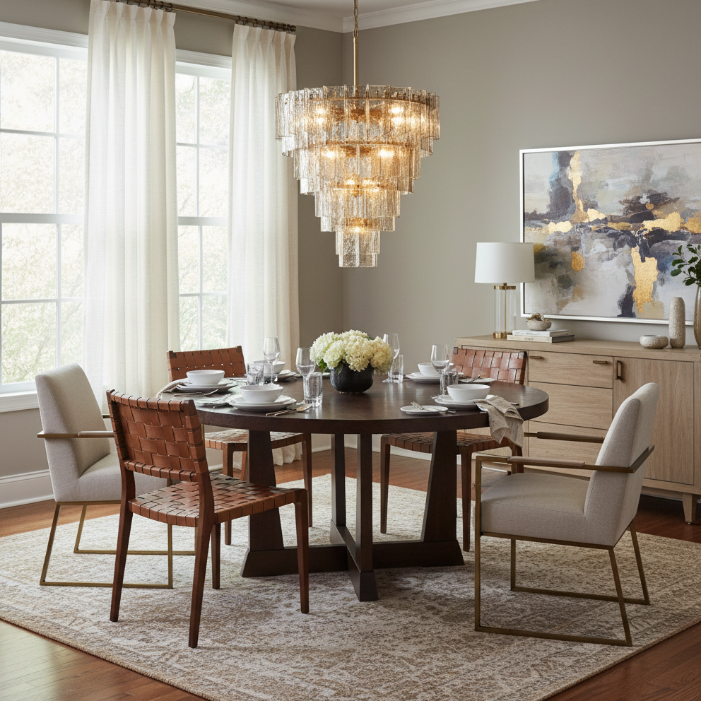 Denise Lattice Tiered Round Chandelier - dining room Scene