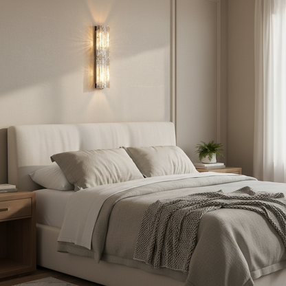 Denise Lattice Glass Wall Sconce - bedroom Scene