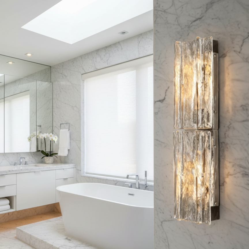 Denise Lattice Glass Wall Sconce - bathroom Scene