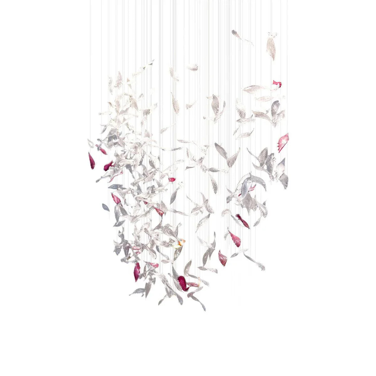 Elegant Flying Glass Feather Chandelier, Customizable Romantic Lobby Lighting Fixture