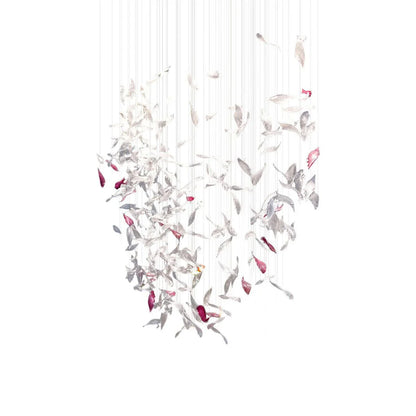 Elegant Flying Glass Feather Chandelier, Customizable Romantic Lobby Lighting Fixture