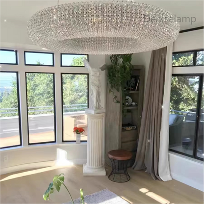 Customized Round Chandelier 59‘’- Full crystal, canopy 8''