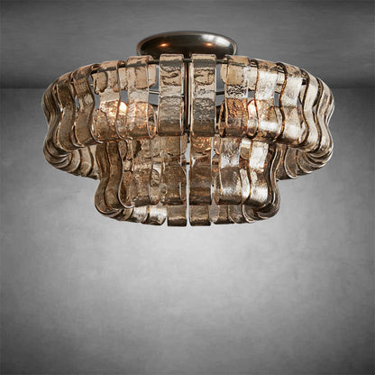 Denise Ghiaccio Glass Flush Mount Chandelier For Bedroom
