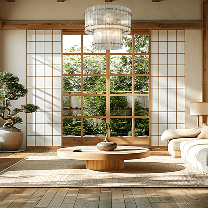 Golden Tea 2-Tier Round Glass Chandelier 22"/ 37"/48"/60" For Living Room, Bedroom