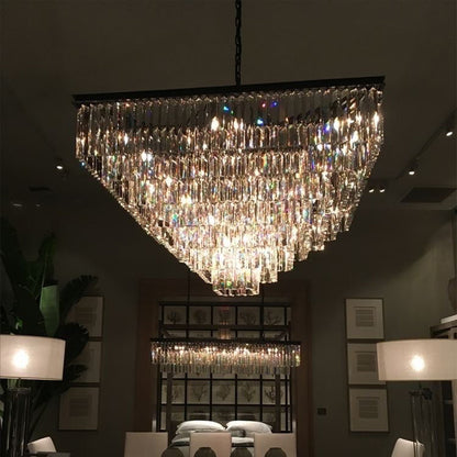 Extra Large Square Multi-layers Crystal Chandelier Modern Light