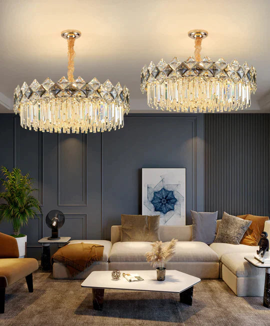 Modern Luxury Tiered Transparent Crystal Chandelier Suit for Living/Dining Room/Bedroom, art designer, round,oval